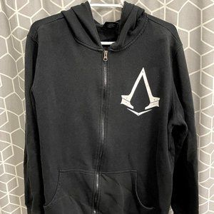 Assassin's Creed Syndicate Full-Zip Hoodie - Men's XL - Black with White Symbols
